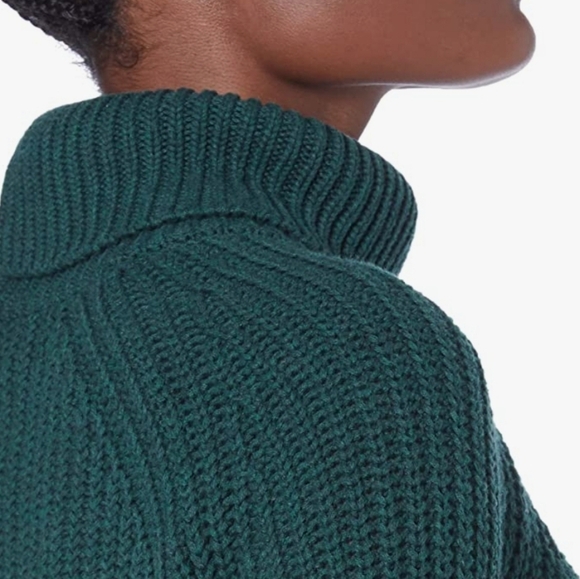Goodthreads Relaxed-Fit Cotton Shaker Stitch Turtleneck Sweater Pine Heather S - Picture 2 of 8